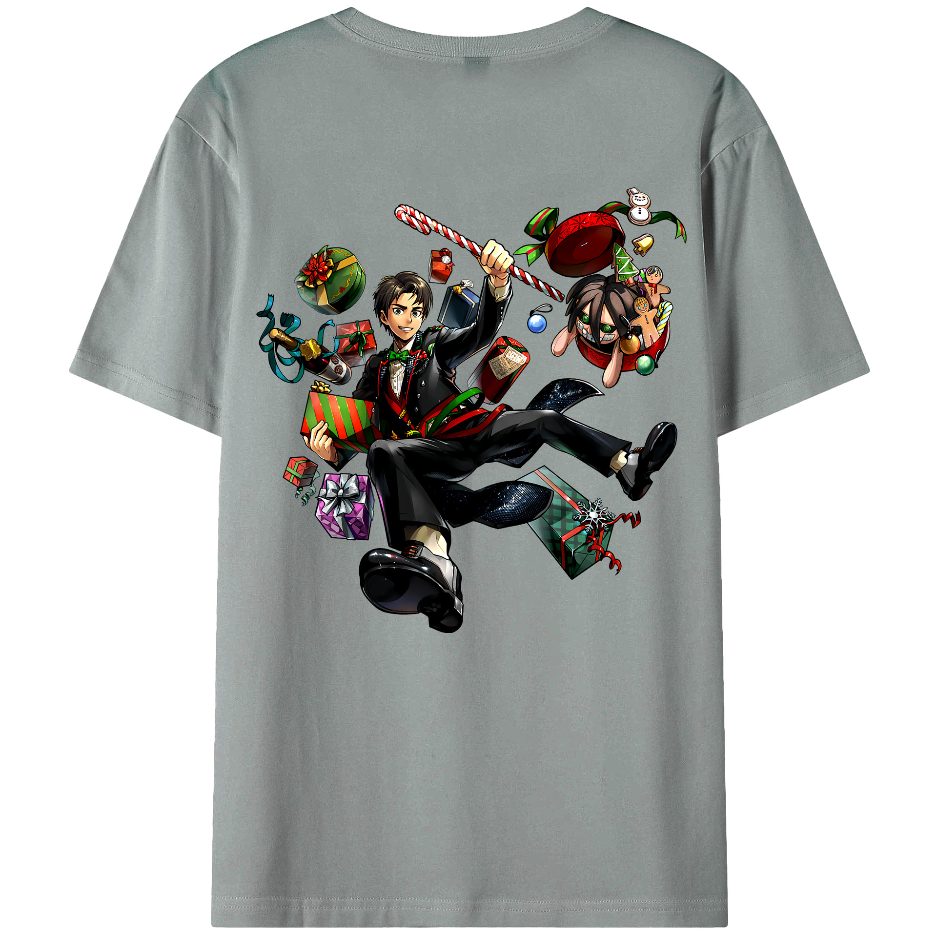 （画像用） 進撃の巨人 エレン･イェーガー Attack on Titan Eren Jäger 綿100％ メンズ半袖Tシャツ（バックプリント） 通気性